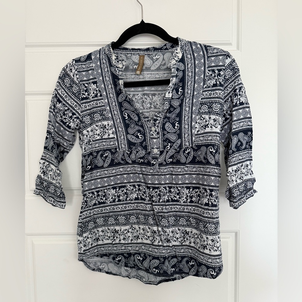 Blue paisley blouse